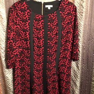 Red and Black Brocade design dress